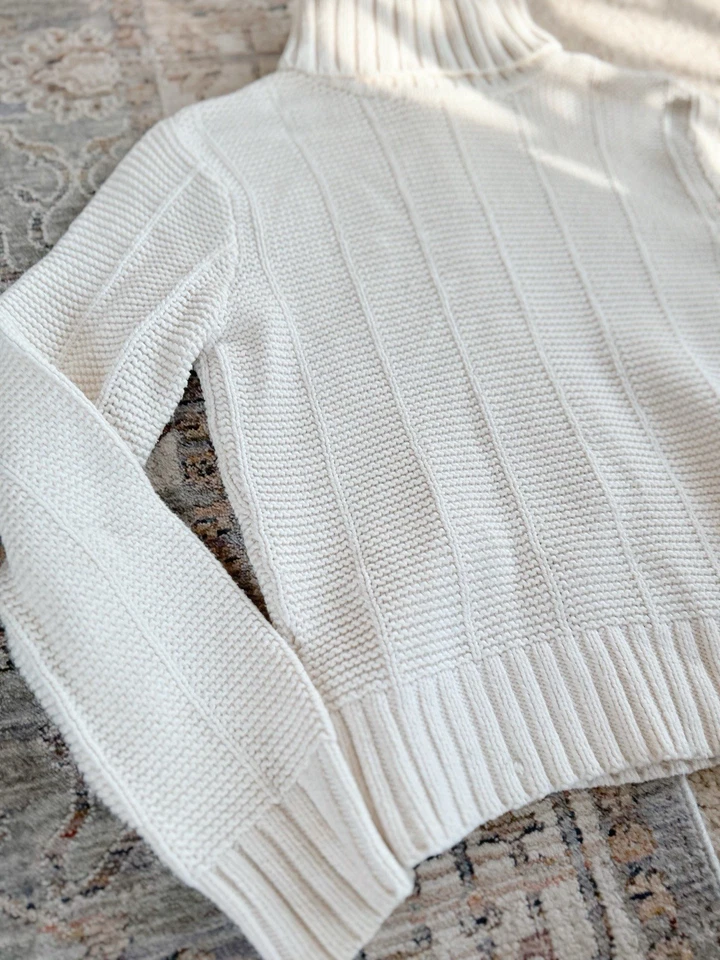 Vintage Talbots Sweater Ivory Cotton Blend Small 90s Preppy  - Image 3 of 4