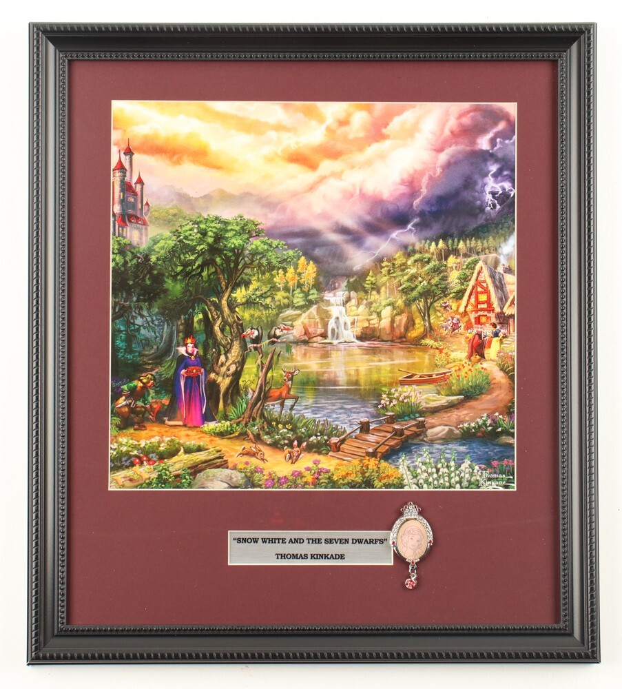 Thomas Kinkade Disney The Evil Queen Framed Print Display with Portrait Pin