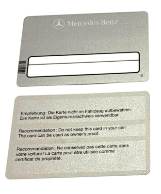 Mercedes Benz  Code Card Blanko codecard blanco für Becker Geräte Autoradio NEU