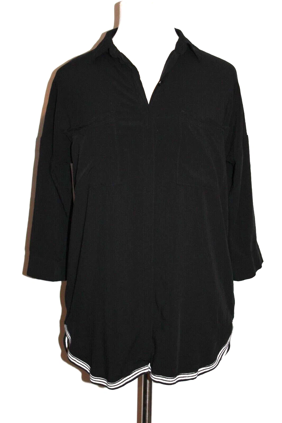 lole button front stripe shirt