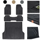 Heavy Duty Rubber All Weather Car Floor Mats & Trunk Cargo Liner 4pc Trimmable