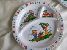 Set Of 3 Retro Kids Divided Food Plates 8.5 In