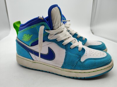 Nike-Air Jordan 1 Mid SE GS Sprite Blue/White/Green-DA8010-400-Shoes-Size 5.5Y