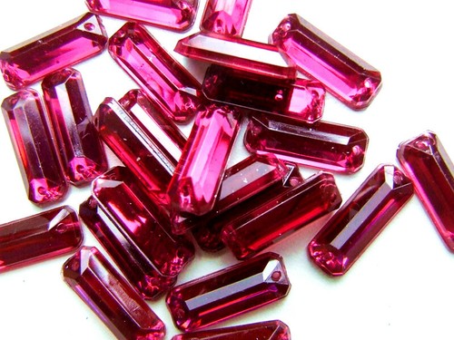 Acrylic Rhinestone Gems 4x15 mm Oblong Cube Flat Back Sew On All Colours Joblot - Picture 4 of 44