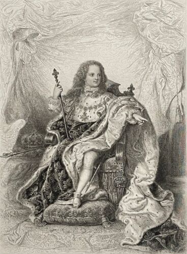 Louis XV (1715-1774) King de France Child IN Majesty Per Rigaud Xixth To 1840 - Picture 1 of 4