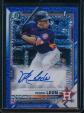 PEDRO LEON AUTO 2021 Bowman Chrome Prospects HTA BLUE CHOICE REFRACTOR #/150 RC