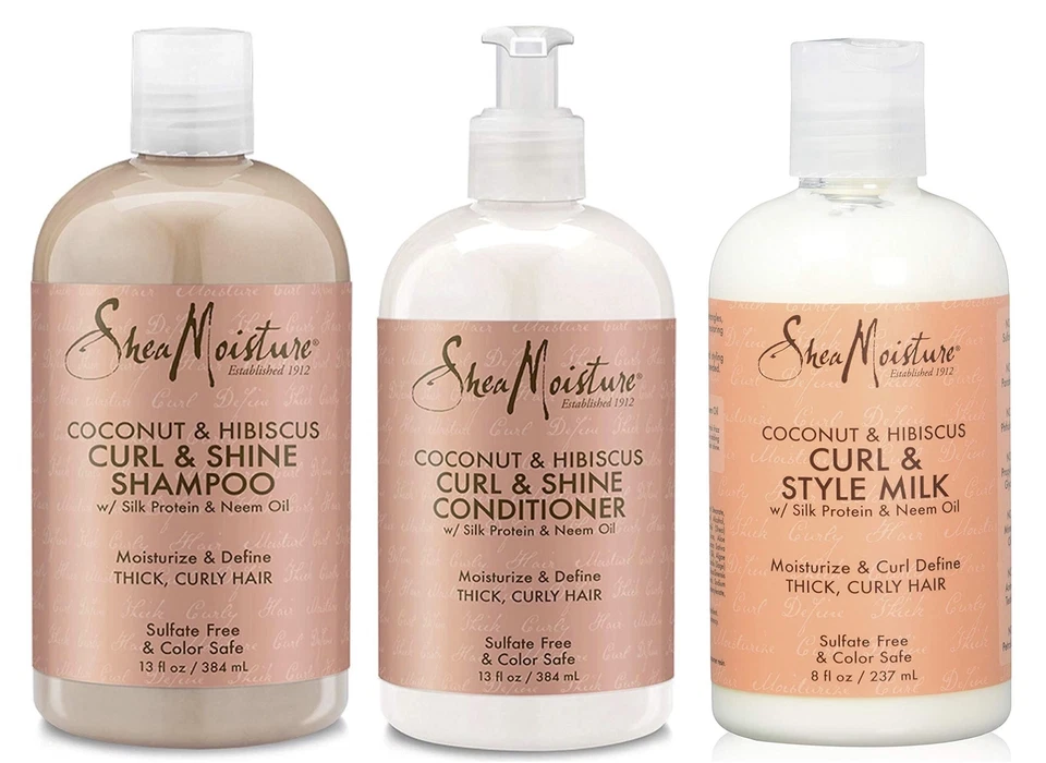 SHEA MOISTURE Shea Coconut Hibiscus Curl & Shine Shamp, Cond And Style Milk (Set Of 3)