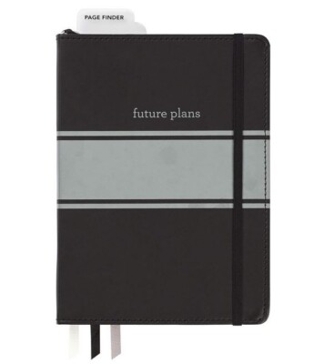Black Leatherette Freestyle Organizer and Planner Dot Grid Notebook, 6'' W x 8.5
