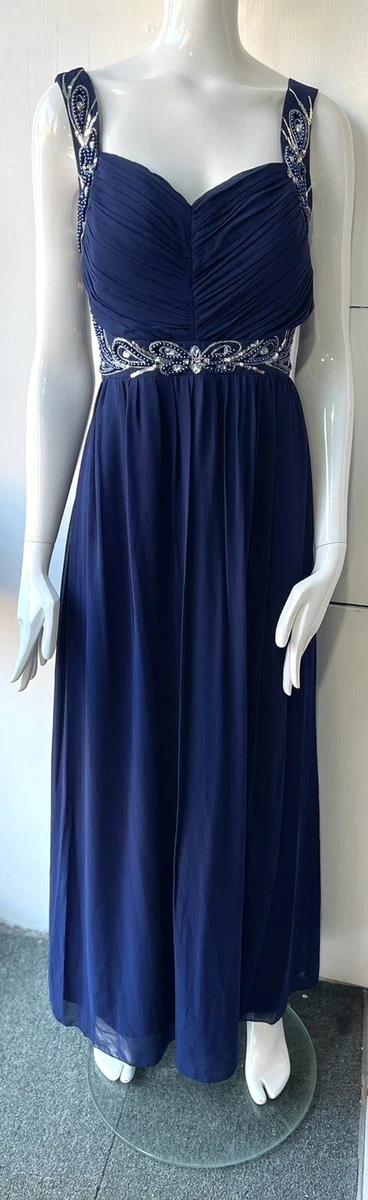 QUIZ FAB NAVY BLUE SILVER EMBELLISHED EVENING PARTY MAXI DRESS SIZE 18