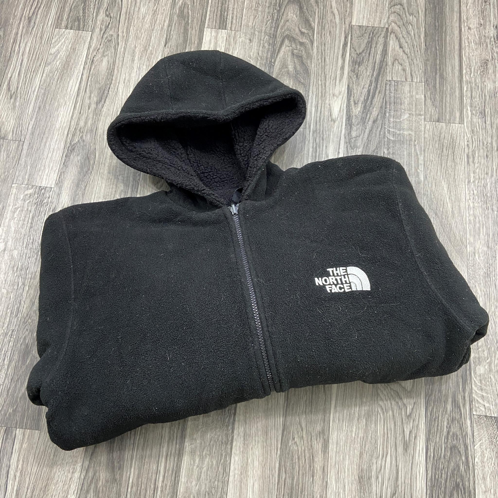 The North Face Reversible Heavy Fleece Hooded Jacket for Men - Large Black Full Zip