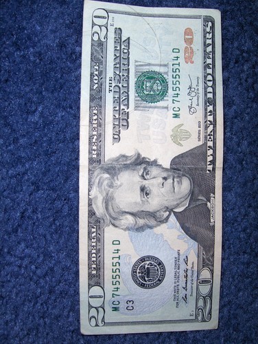 U.S. TWENTY DOLLAR NOTE WITH COOL 4-OF-A-KIND IN A ROW SERIAL NUMBER! - Picture 3 of 6