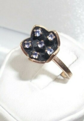 10K GOLD VINTAGE AMETHYST RING FLOWER BUD LOCAL ESTATE SALE Sz 6,3/4 *BEAUTIFUL*