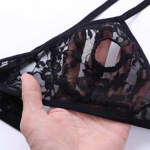 Sujetador de encaje de 2 colores para mujer pezón abierto transparente lencería desnuda top corto - Imagen 9 de 19
