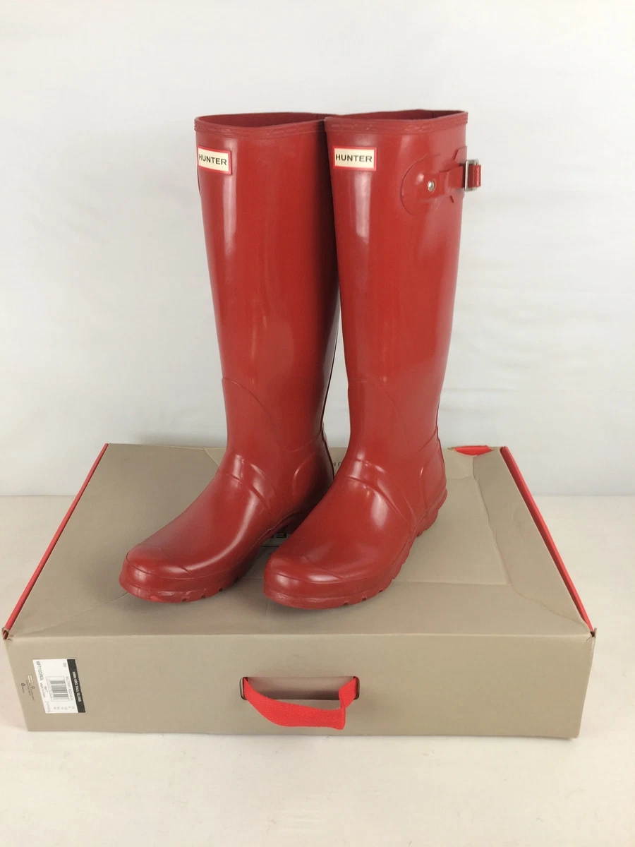 Hunter original tall gloss rain boots military red cheap