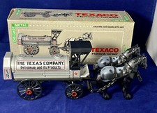 Texaco Diecast 1900's Horse and Tanker Trailer Coin Bank ERTL 1991 New In Box