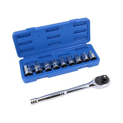 1/2'' Drive Straight Ratchet + Female Torx Star E sockets E10   E24 10pc Set