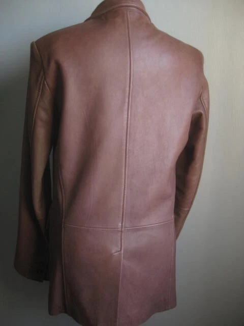 REISS LEATHER JACKET 36 38 small mens real soft distressed box blazer tan camel - Image 2 of 4