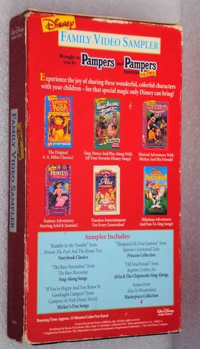 Walt Disney Family Video Sampler VHS 1995 Pampers Promocional Video Cinta Dibujos Animados - Imagen 2 de 3