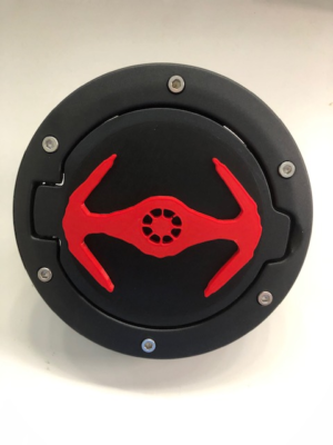 Tie Fighter in 3D - Black w Red For Jeep Wrangler JK/JKU flag Gas