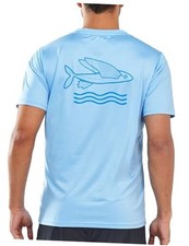Mens Swim Shirt Rash Guard UPF 50 Quick Dry Short Sleeve XX-Large Skyblue