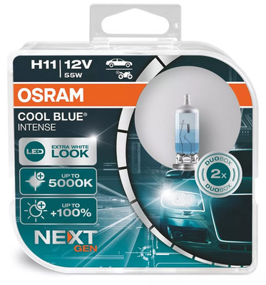 2x OSRAM H11 Cool Blue INTENSE Next Generation 5000K +100% Halogen LED LOOK