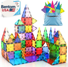 100 Piece Set 100Pcs Magnet Building Tiles Clear Magnetic 3D Blocks Construction