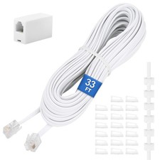 Phone Extension Cord 33ft10m Telephone Cable With Standard Rj11 Plug And 1 Inl