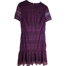 Elie Tahari Jacey Fit-and-Flare Crochet Lace Dress Short Sleeved Size 10