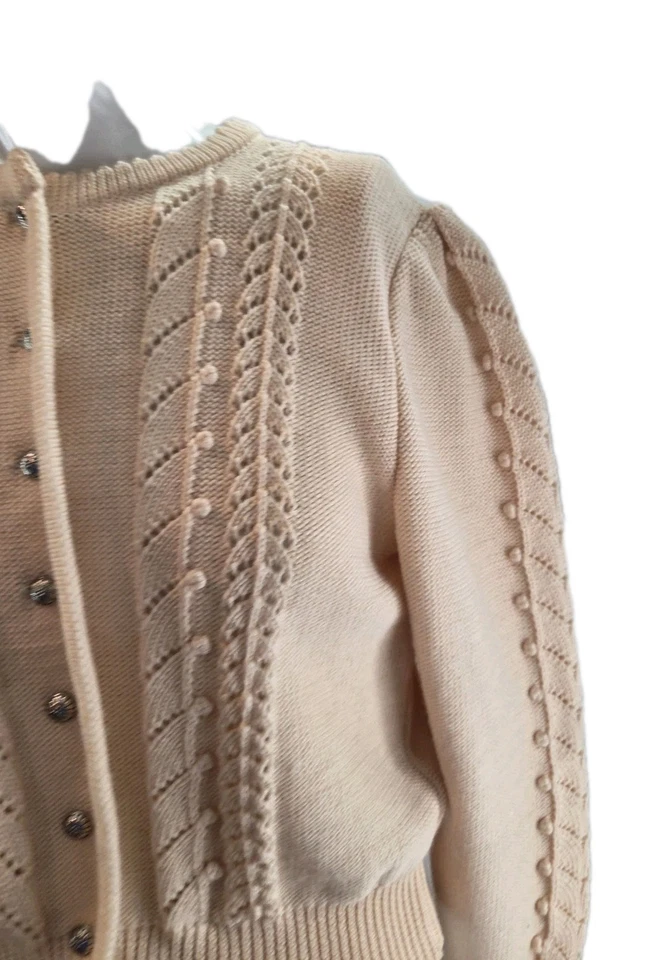 SUÉTER CÁRDIGAN VINTAGE Giesswein Tirol Lana Crema Bordado Talla 40 AUSTRIA Foto 2 de 4