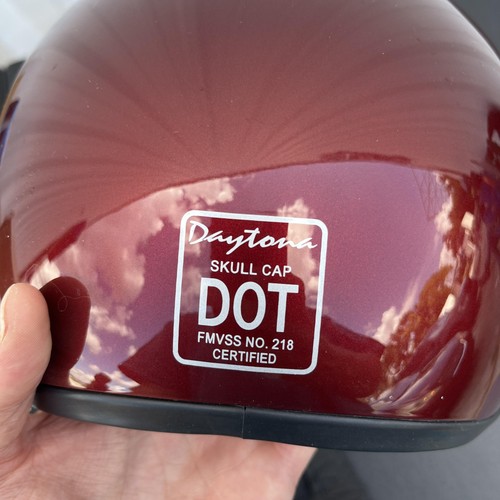 Daytona Helmets DOT Skull Cap 2XS Black Cherry Motorcycle Helmet Quick Release - Picture 4 of 8