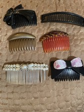 Vintage Hair Combs Banana Clip Lot Plastic 70s 80s Hair Accessories