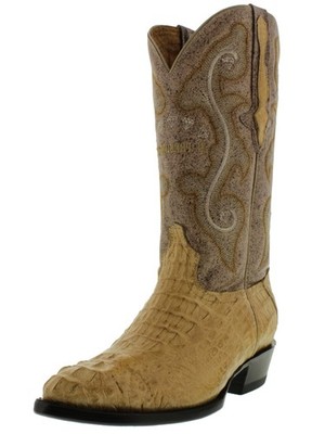 Mens Rodeo Boots Sand Real Crocodile Head Cut Exotic Skin J Toe Size 7.5-9.5