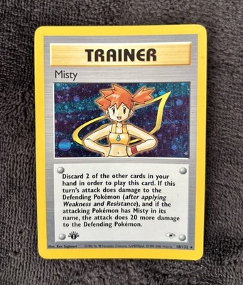 1st Edition Misty Holo Trainer Pokémon Card 18/132 Gym Heroes 2000 Light Play