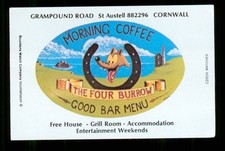 Matchbox label Pub The Four Burrow Grampound Road St Austell Cornwall MP1517