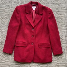 Vintage Talbots Red Wool Blazer Size 8 Preppy Old Money Holiday Chic Academia