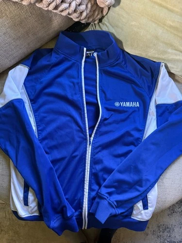 Yamaha Men's Colorblock Track Jacket Full Zip Stand-Up Collar Blue/White L - product listing photo