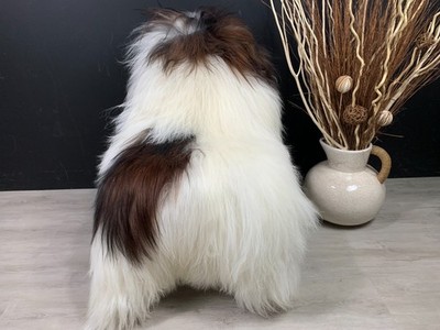 Unique White Brown Sheepskin Rug Large Pelt Genuine Real Seat Cover Hide