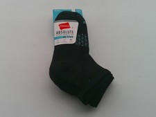 Hanes Absolute Active Socks Womens 5-9 4 Pair Black Ankle Cushioned Athletic