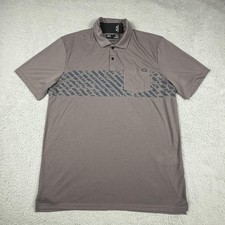 Oakley Polo Shirt Mens XL Brown Gray Hydrolix Golf Sands Stripe 2.0 Performance