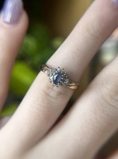 Vintage Sapphire Style Cluster Ring Gold Halo Engagement Ring UK