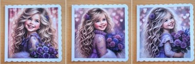 *GB* Grusskarte °bezauberndes Mädchen mit Blumen° Geburtstag Handarbeit TOP