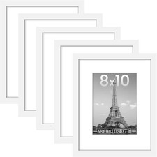 upsimples 8x10 Picture Frame Set of 5, Display Pictures 5x7 with Mat White