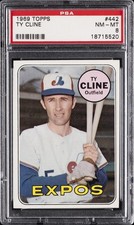 1969 TOPPS #442 TY CLINE PSA 8
