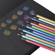 12 Count Metallic Colored Pencils Non-Black Wood Drawing Pencils Break Resist...