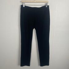Eileen Fisher Black Straight Leg Pull On Minimalist Preppy Pants Size PS.