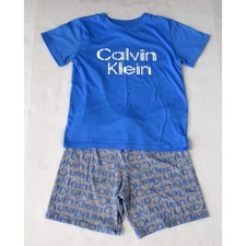 Pajama Shirt and Shorts Set Calvin Klein Size Youth S 2023 Sky Blue Gray Logos