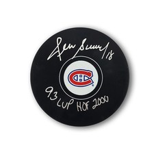 Denis Savard Autographed Montreal Canadiens Hockey Puck 2x Inscribed