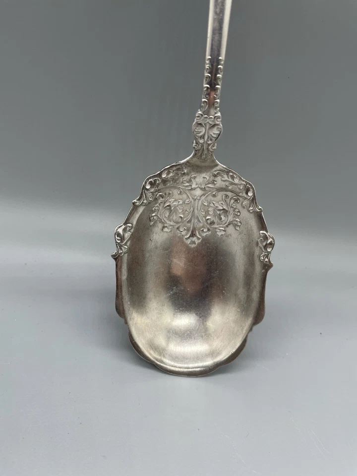 古董 1847 年罗杰斯兄弟 A1 银盘大号装饰伯克希尔供应勺子 — 第 3/4 张图片