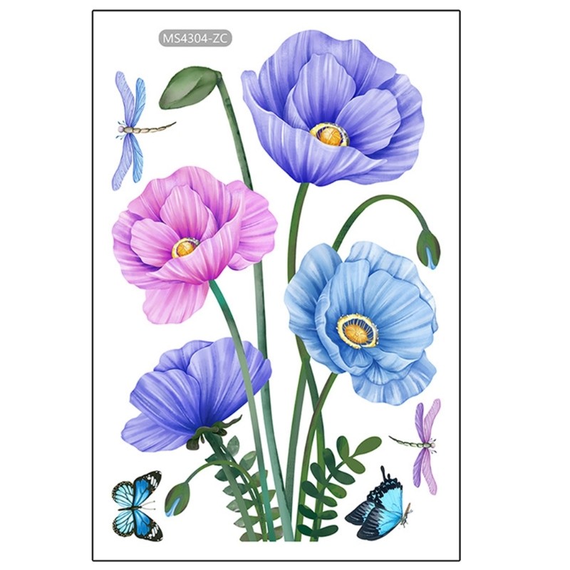 Botanical Wall Decals for Fridge Bathroom Toilet Plant Flower Stickers