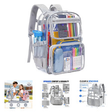 Clear Backpack for School Heavy Duty PVC Large Transparent Bookbag with Laptop